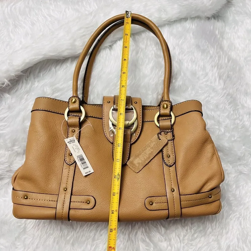 New Apt. 9 Womens Genuine Leather Shoulder Bag Purse Camel Tan Gold Hardware Y2k